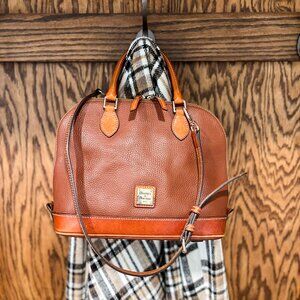 Dooney & Bourke Pebbled Leather Satchel Crossbody Brown
